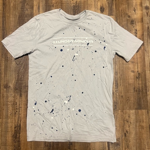 Under Armour Other - Under Armour Mens Blue Short Sleeve Tee Splatter Paint Sz Small